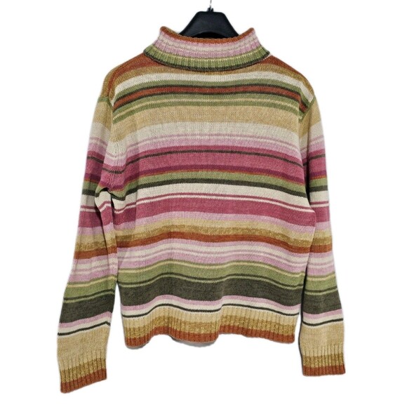 Heirloom Collectibles Sweater Womens Striped Turtle Neck Ramie Vintage Medium - Picture 3 of 9